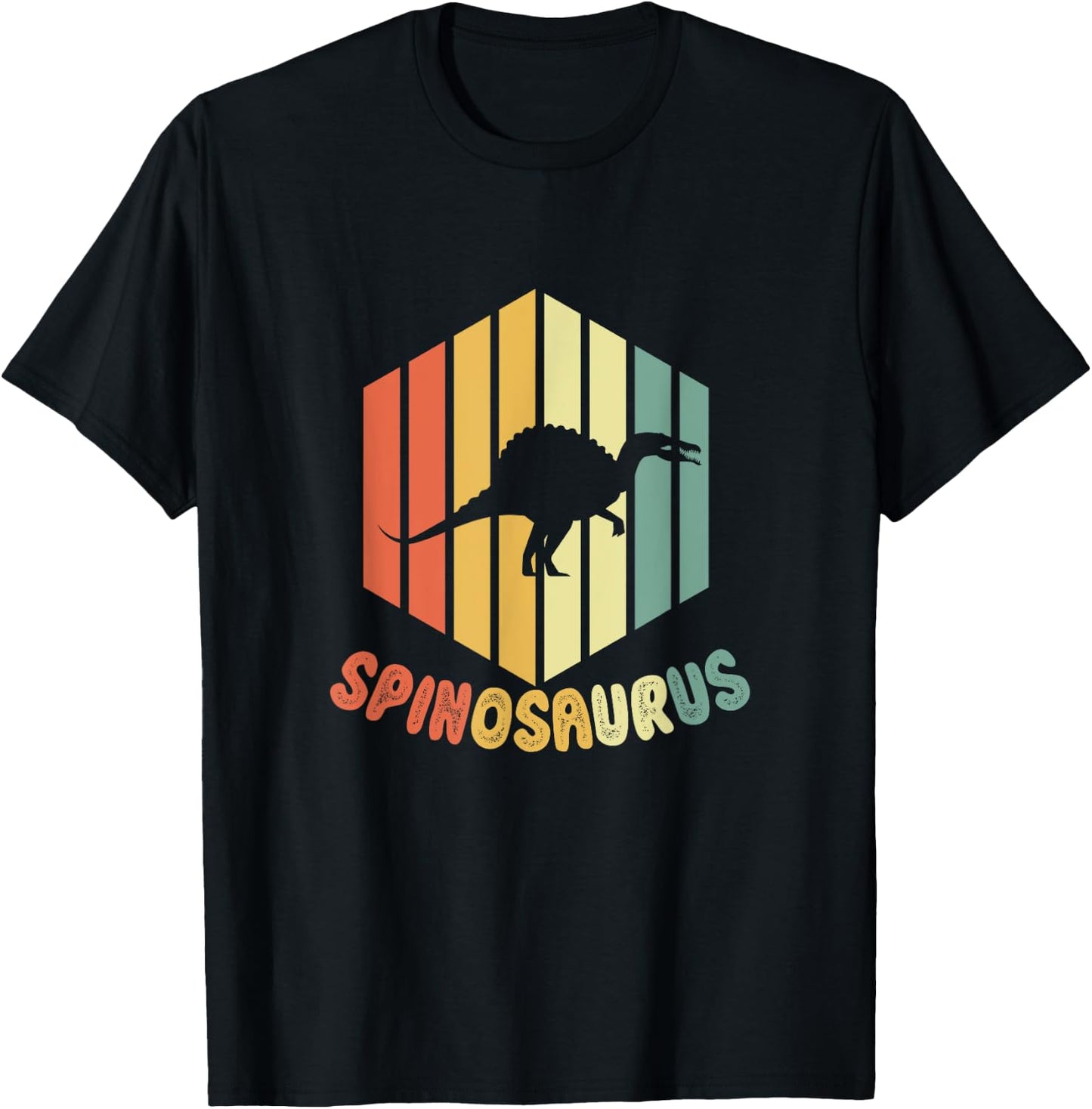 Retro Spinosaurus Dinosaur Paleontolgy Funny Gift T-Shirt - T-Shirt | Black