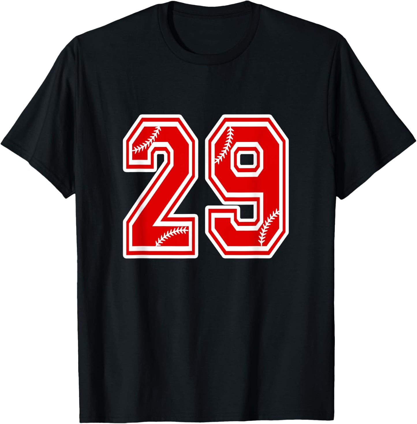 Number 29 Red Baseball Number 29th Birthday T Shirt T-Shirt - T-Shirt | Black