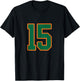 Green and Orange Number 15 Jersey Player Uniform #15 T-Shirt - T-Shirt | Black