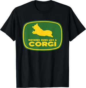 Nothing Runs Like A Corgi Shirt - Funny Farmer Dog Owner T-Shirt - T-Shirt | Black