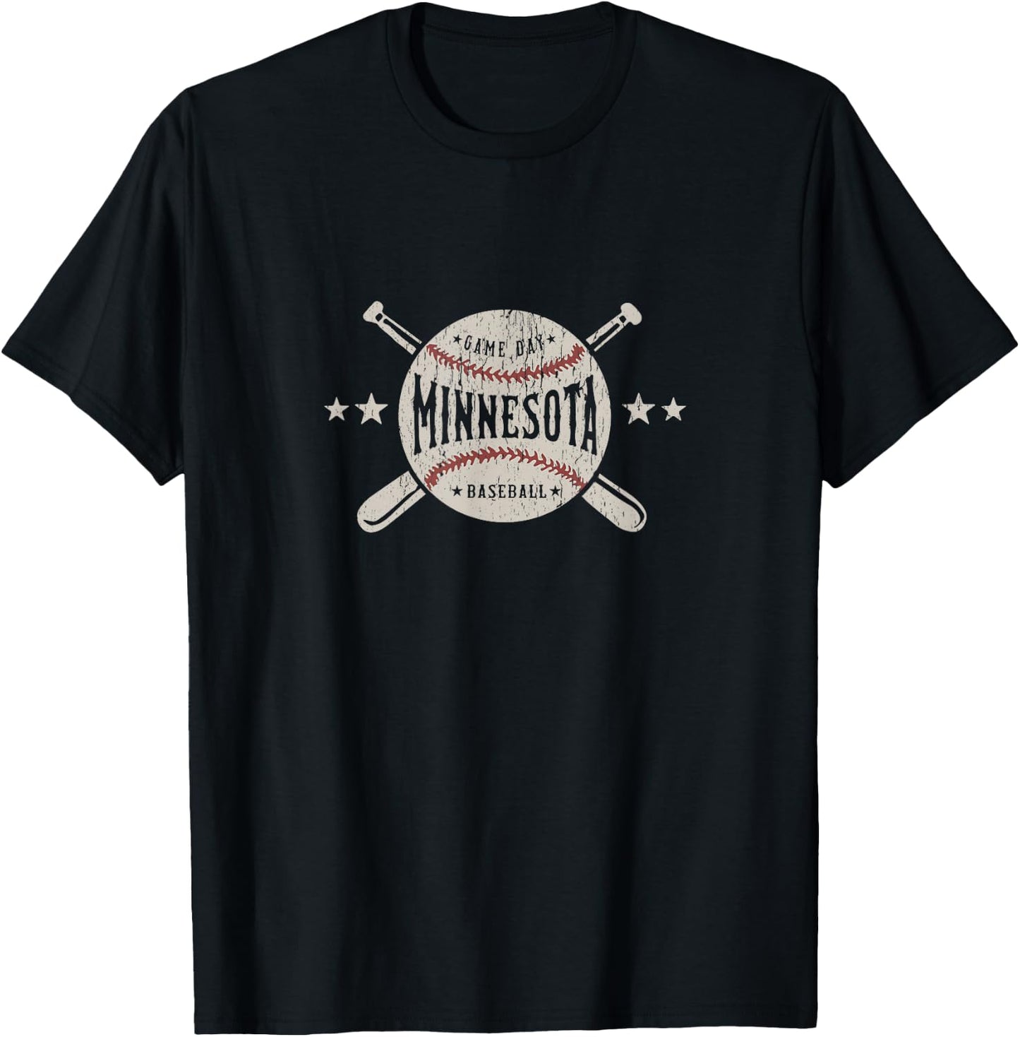 Minnesota MN Vintage Baseball T-Shirt - T-Shirt | Black