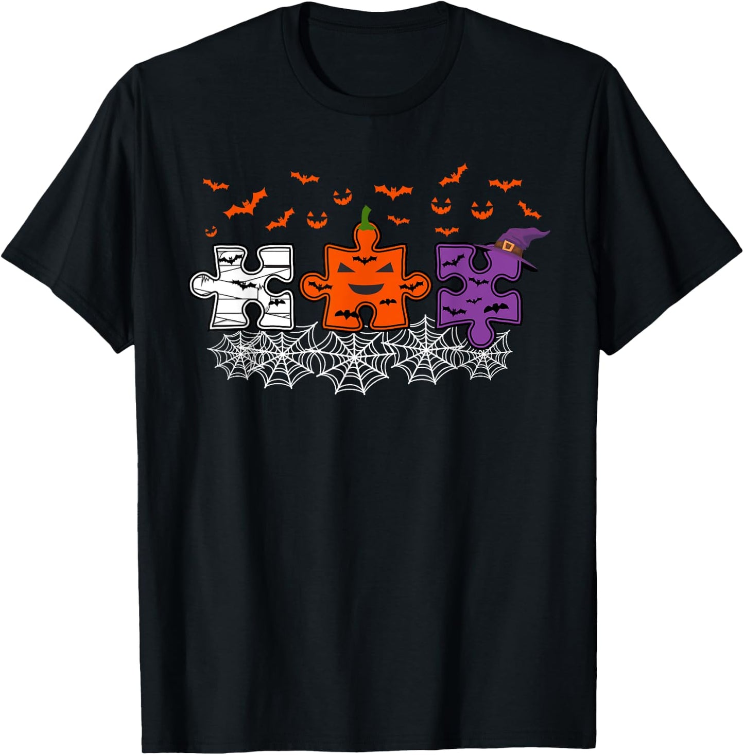 Autism Awareness Puzzle Pieces Scary Halloween Costume T-Shirt - T-Shirt | Black