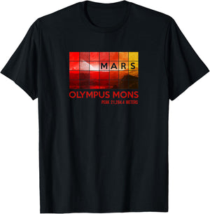 MARS Mission Olympus Mons Space Travel Astronomy T-Shirt - T-Shirt | Black
