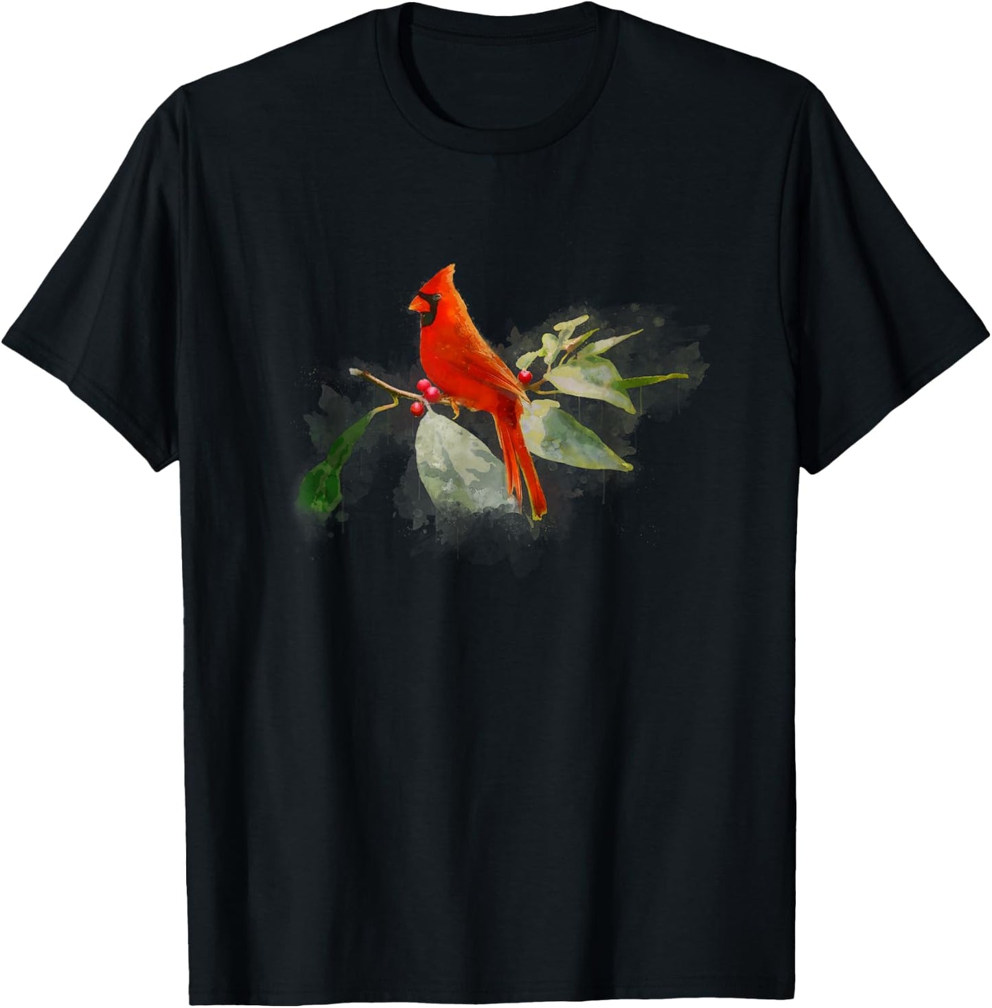Wild Red Cardinal Bird T-Shirt - T-Shirt | Black