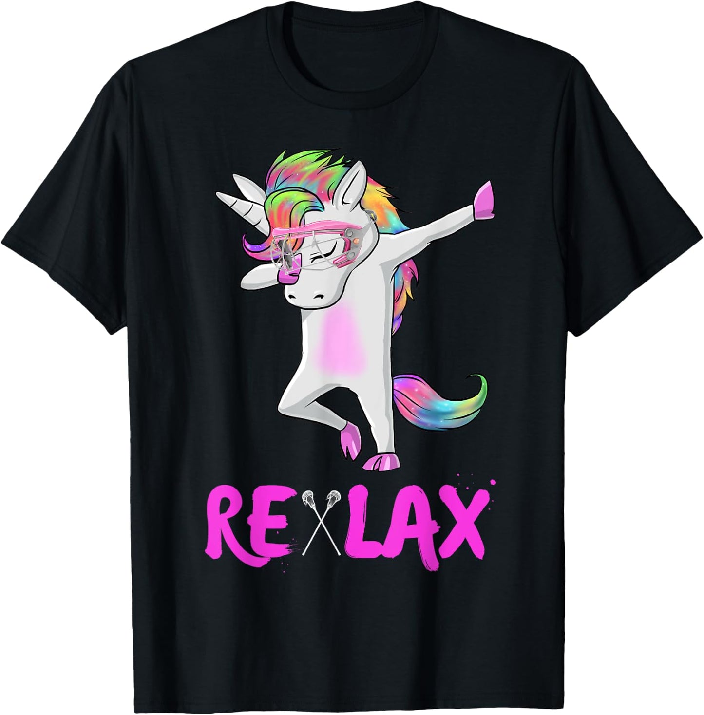 reLAX unicorn dab youth lacrosse Lacrosse funny T-Shirt - T-Shirt | Black