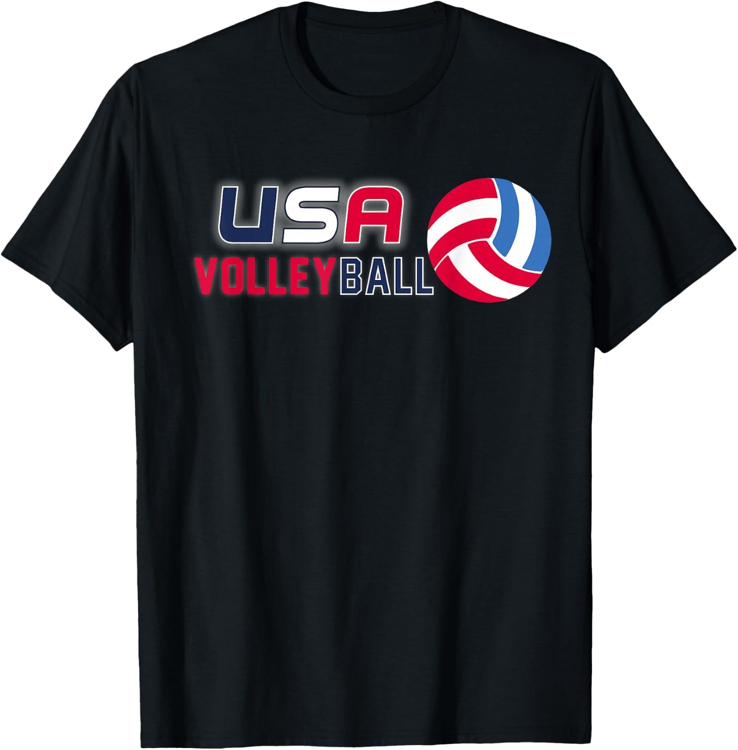 USA Flag Volleyball Men's and Women's Volleyball Shirt T-Shirt - T-Shirt | Black