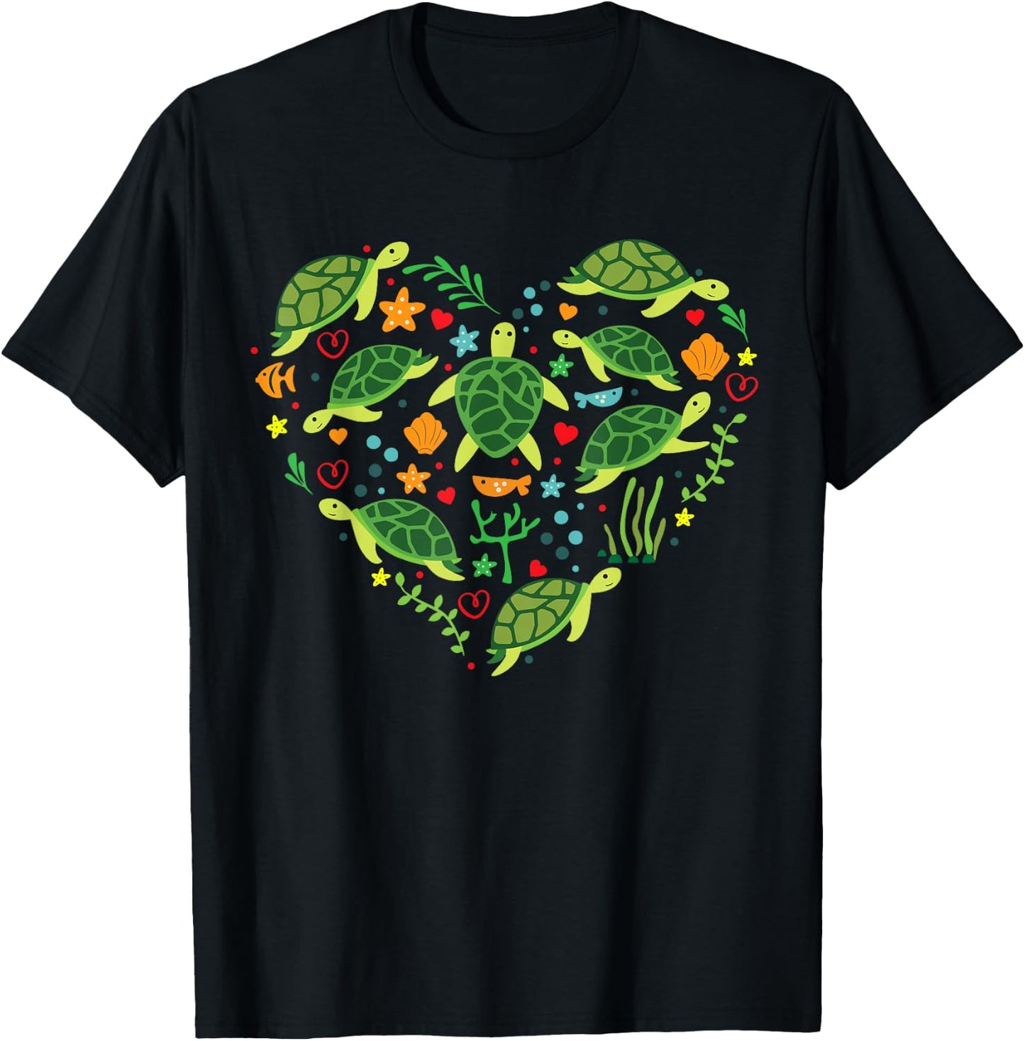 Sea Turtle Heart Valentines Day Lover Shirt Save Gift T-Shirt - T-Shirt | Black