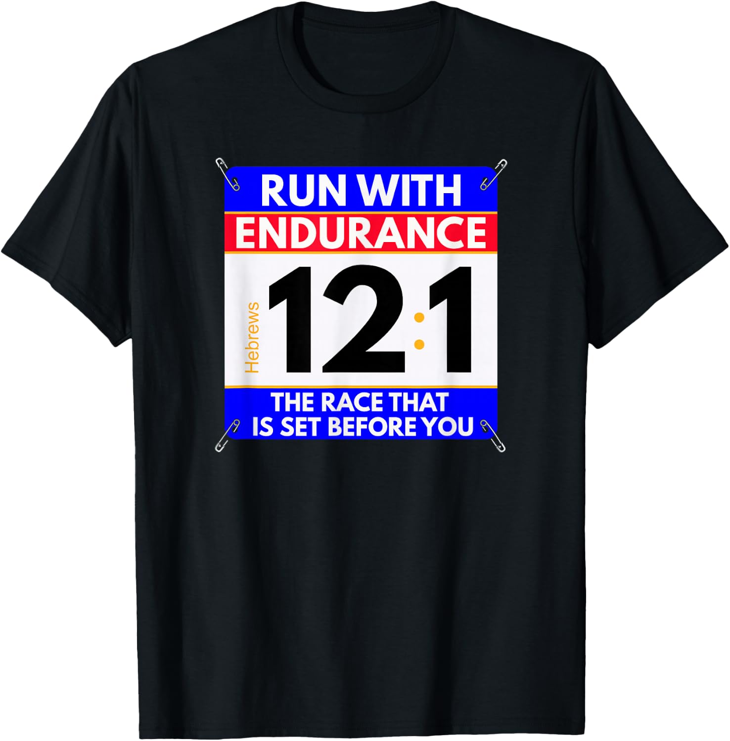 Fun Christian Bible Verse - Run The Race of Life Runners T-Shirt - T-Shirt | Black
