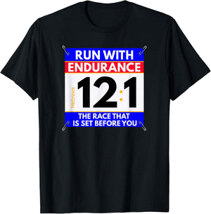 Fun Christian Bible Verse - Run The Race of Life Runners T-Shirt - T-Shirt | Black
