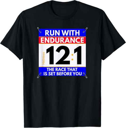 Fun Christian Bible Verse - Run The Race of Life Runners T-Shirt - T-Shirt | Black