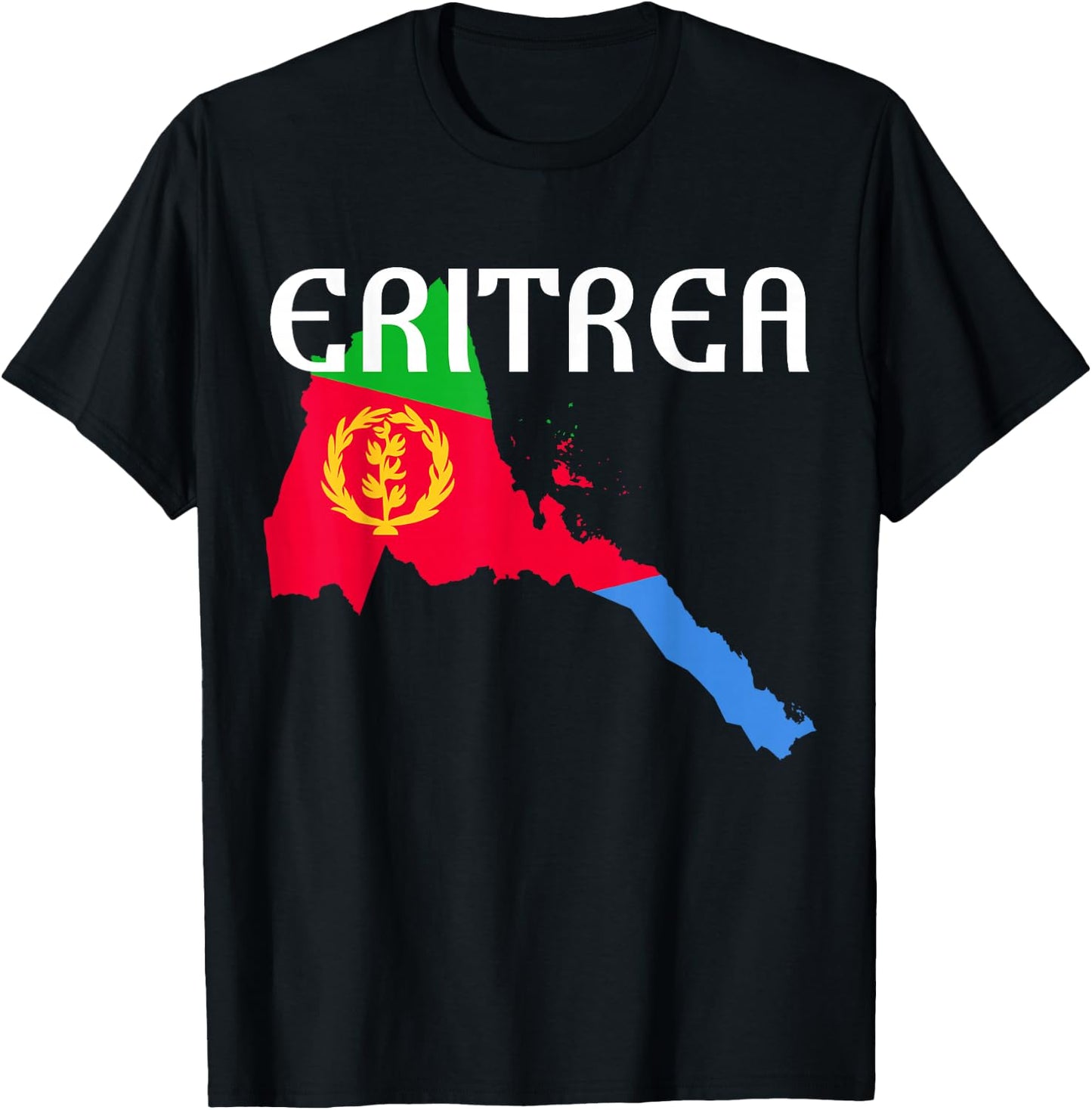 Eritrea Map Habesha Flag T-Shirt - T-Shirt | Black