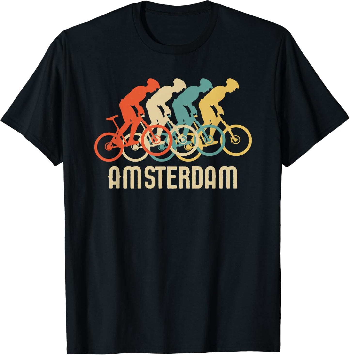 Retro Vintage Bike Amsterdam T Shirt T-Shirt - T-Shirt | Black