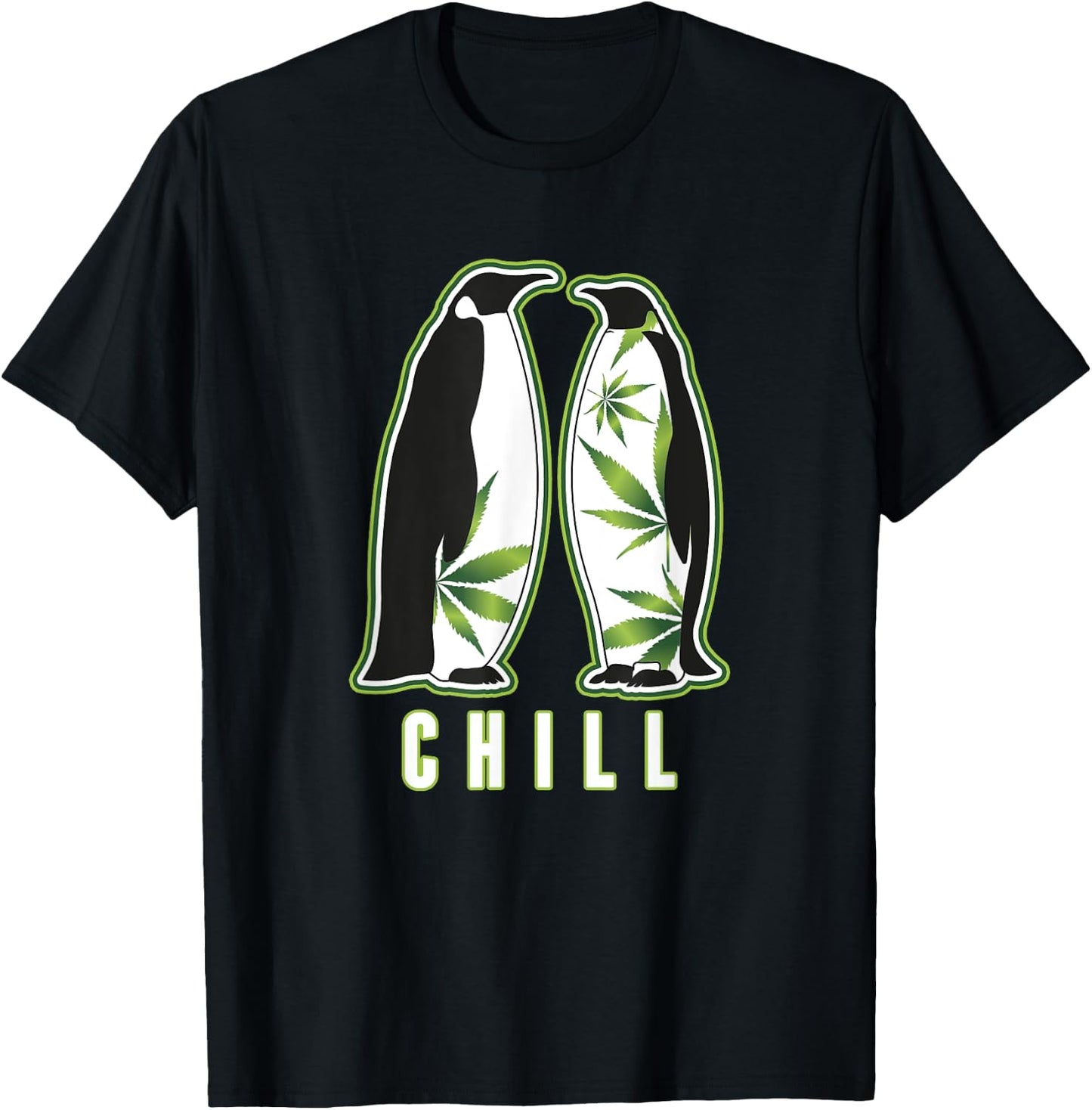 Funny Penguin Marijuana Chill Weed 420 Marijuana Bud Pun T-Shirt - T-Shirt | Black