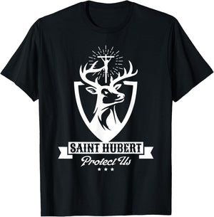 St. Hubert Hubertus Patron Saint of Hunter Stag T-Shirt - T-Shirt | Black