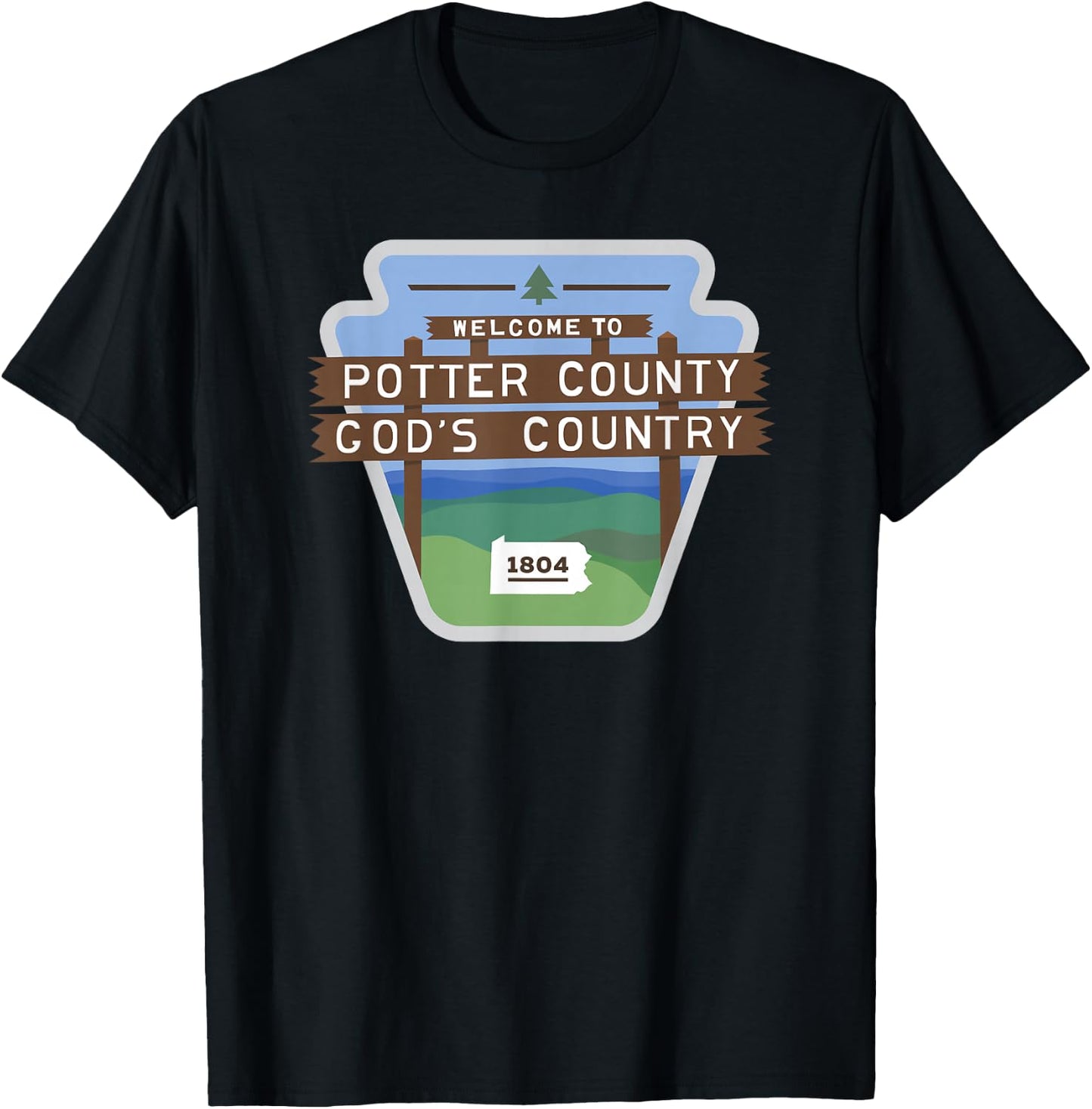 Potter County Pennsylvania Potter County Sign Coudersport T-Shirt - T-Shirt | Black