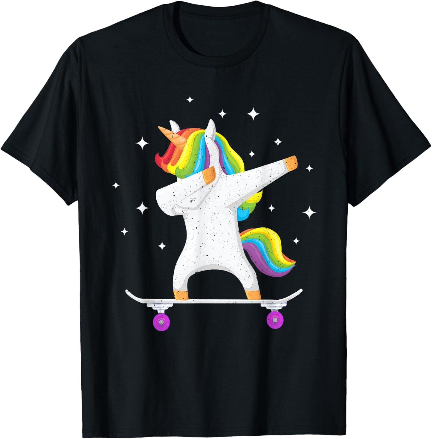 Skateboarding Colorful Unicorn on Skateboard Gift Skater T-Shirt - T-Shirt | Black