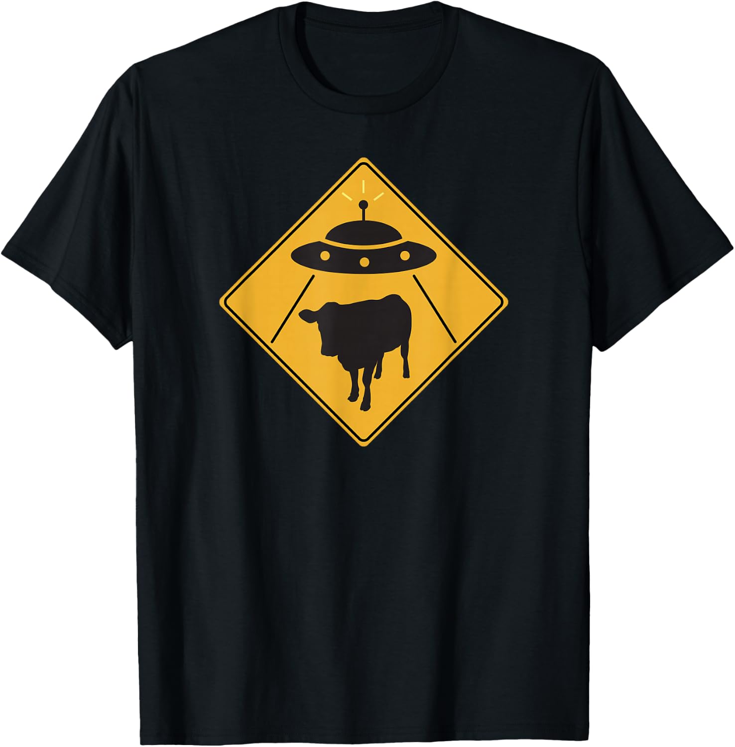 UFO Cow Abduction Alien Cow Sign Rosewell T-Shirt - T-Shirt | Black