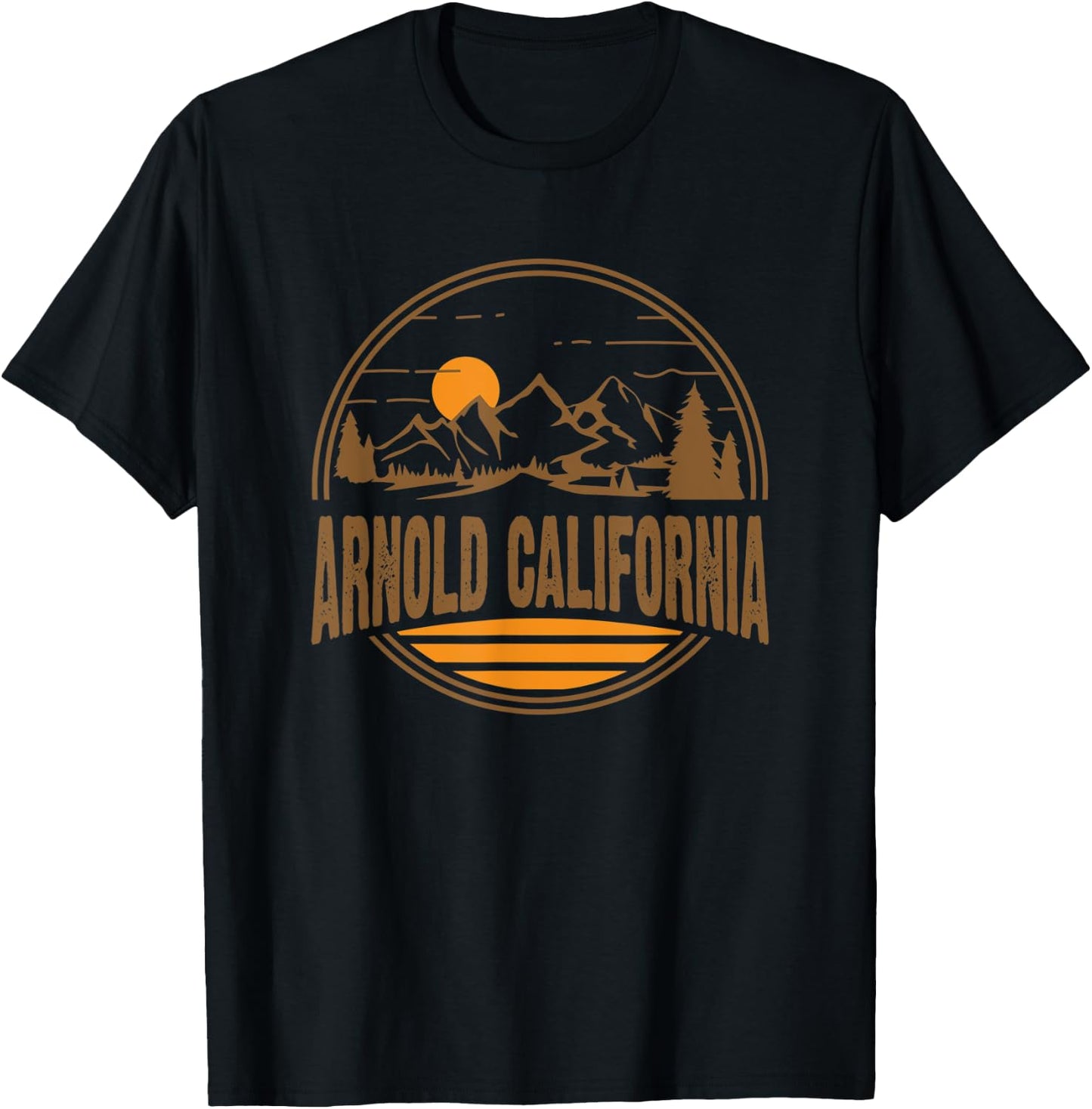 Vintage Arnold, California Mountain Hiking Souvenir Print T-Shirt - T-Shirt | Black