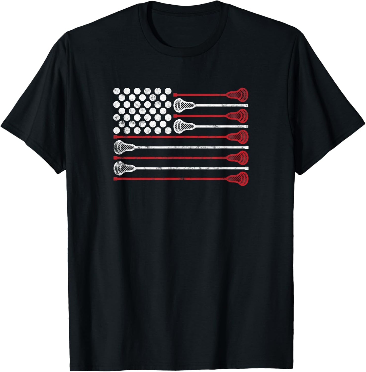 Lacrosse USA Flag Lax Shirt T-Shirt - T-Shirt | Black