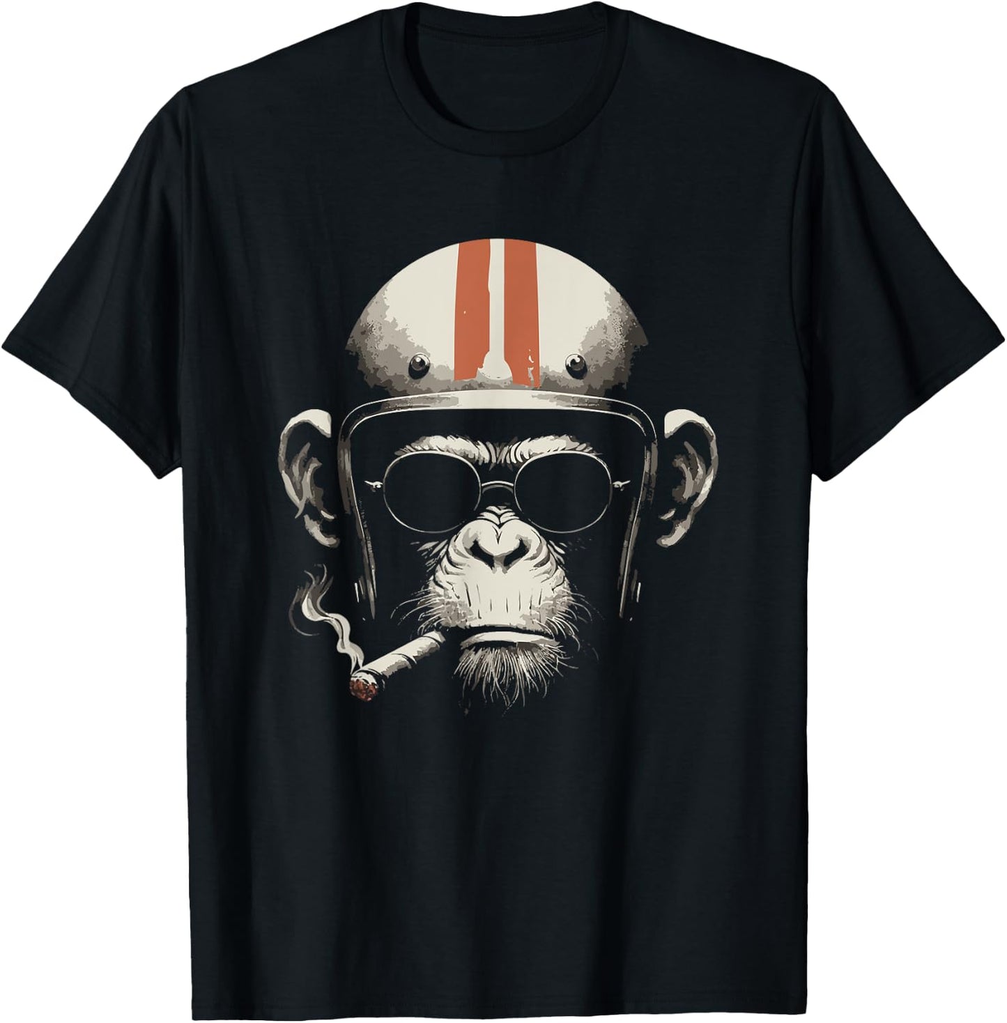 Cigar smoking monkey retro vintage motorcycle biker helmet T-Shirt - T-Shirt | Black