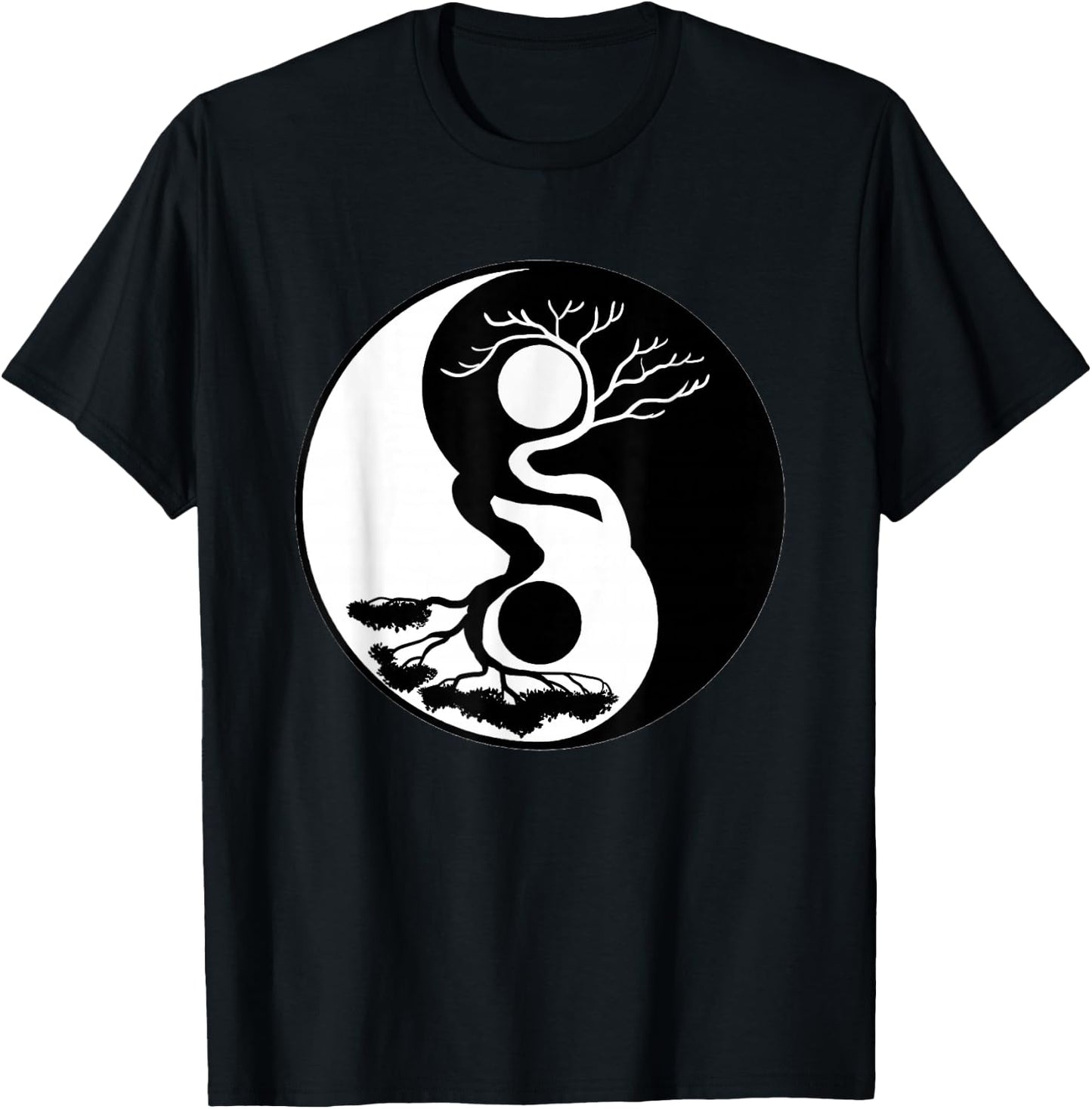 Bonsai Tree Yin Yang Symbol Nature Harmony Balance Life Gift T-Shirt - T-Shirt | Black