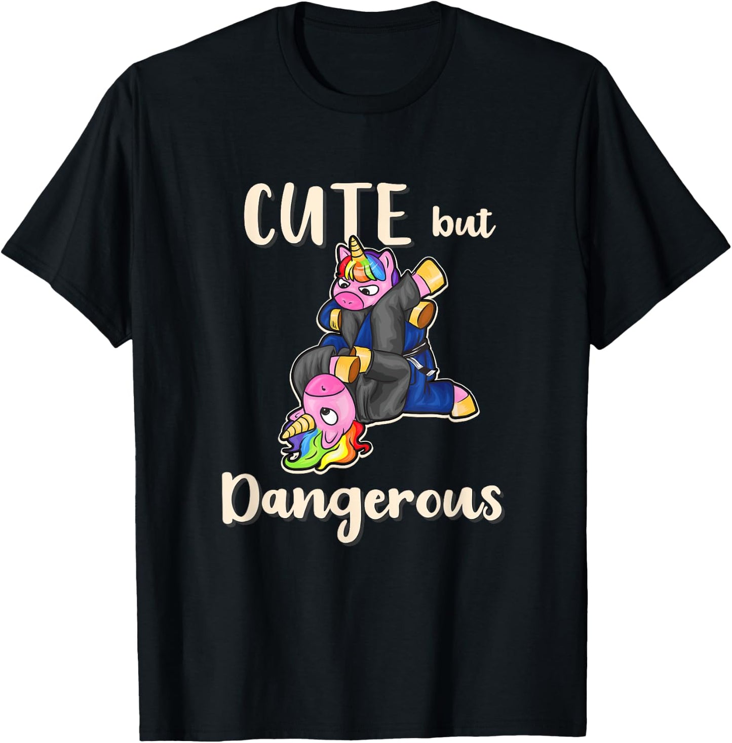 Cute But Dangerous Unicorn Shirt Funny Jiu Jitsu MMA T-Shirt - T-Shirt | Black