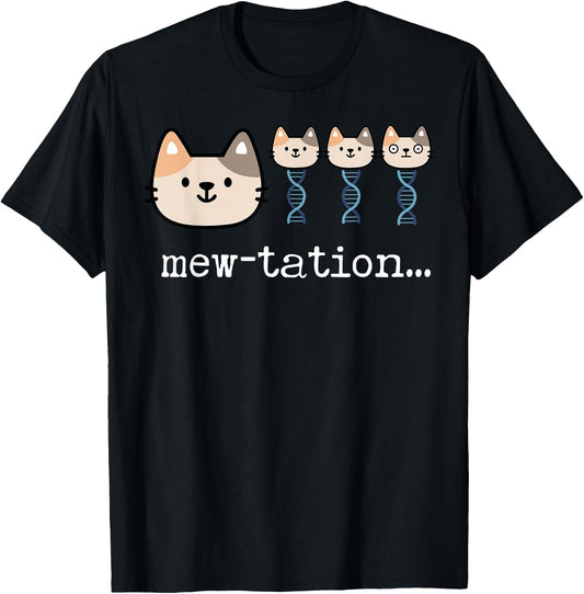 Mew Tation Funny Cat DNA Biochemistry Teacher T-Shirt - T-Shirt | Black