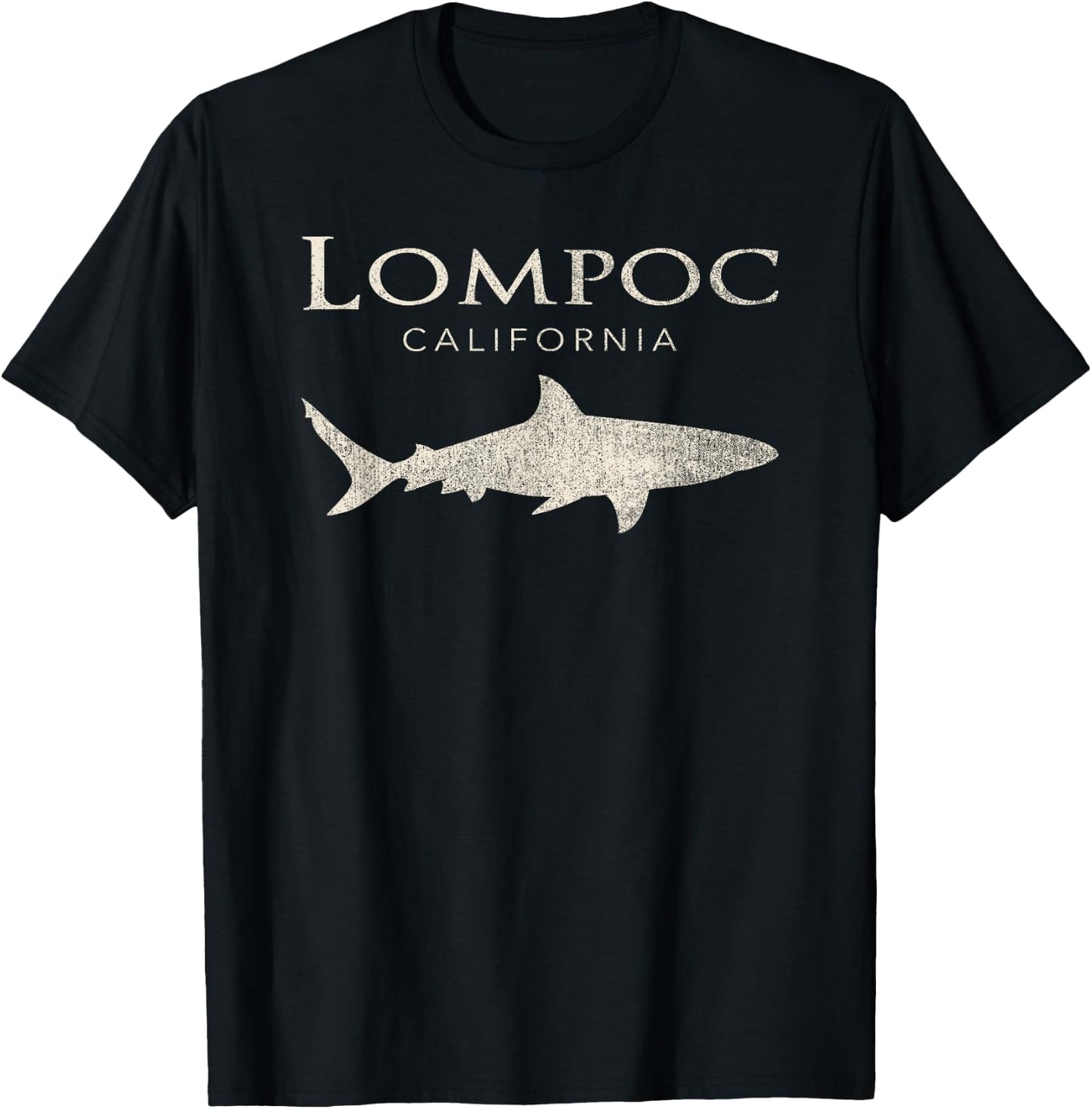 Retro Lompoc CA Shark T-Shirt - T-Shirt | Black
