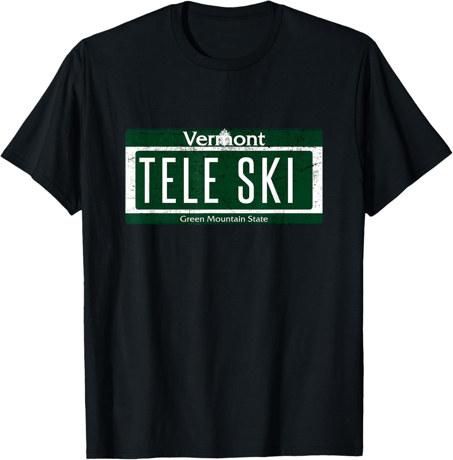 Telemark Skiing Shirt Tele Ski Vermont License Plate T-Shirt - T-Shirt | Black