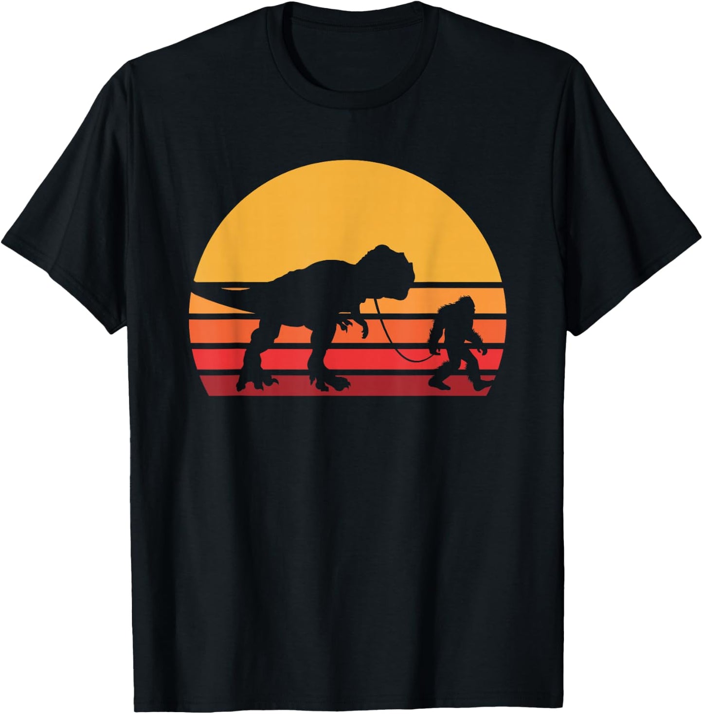Bigfoot Walking Dinosaur Shirt, Sasquatch T Rex Walker T-Shirt - T-Shirt | Black