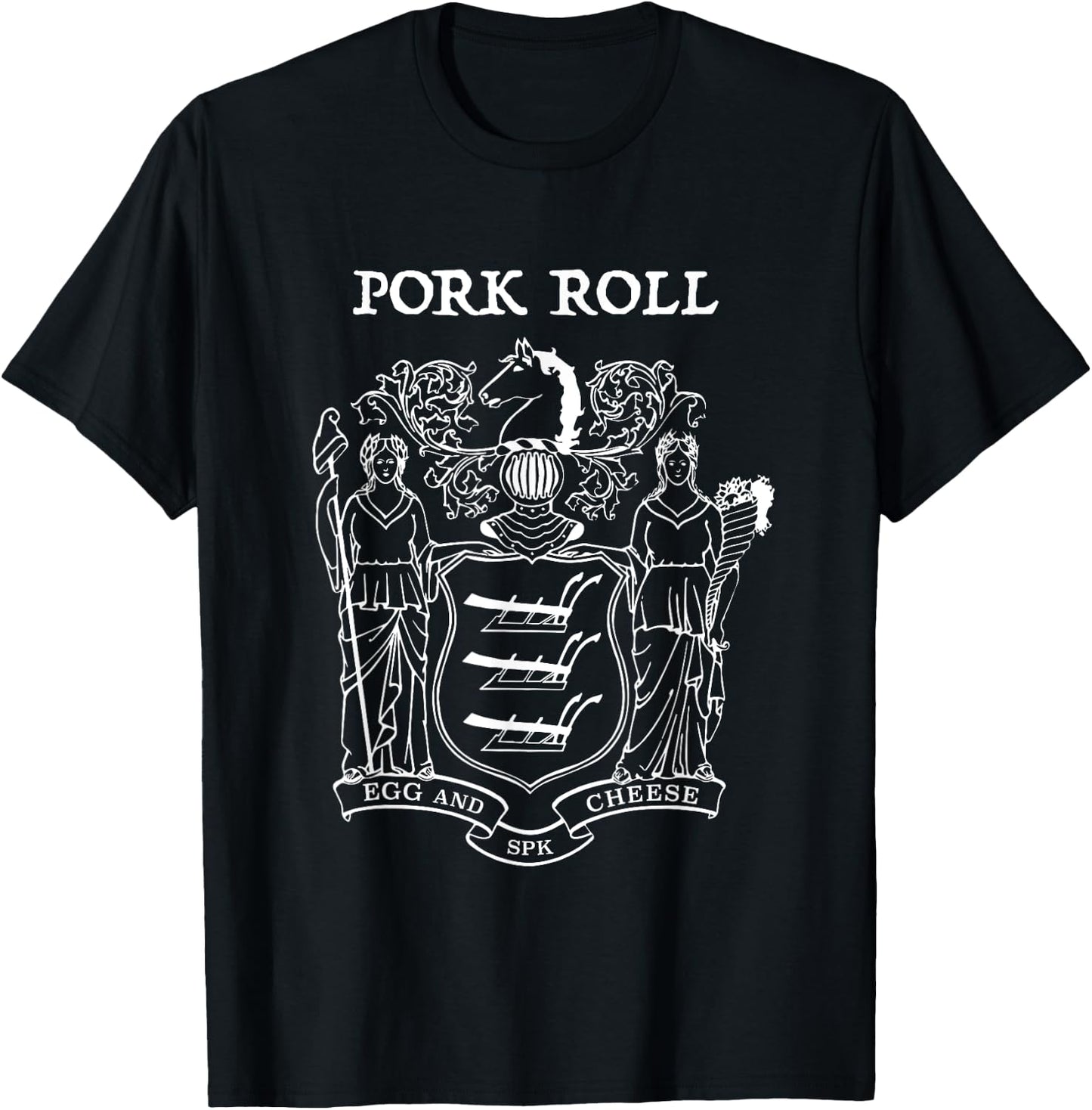 Pork Roll Shirt | New Jersey State Flag | NJ Gifts T-Shirt - T-Shirt | Black