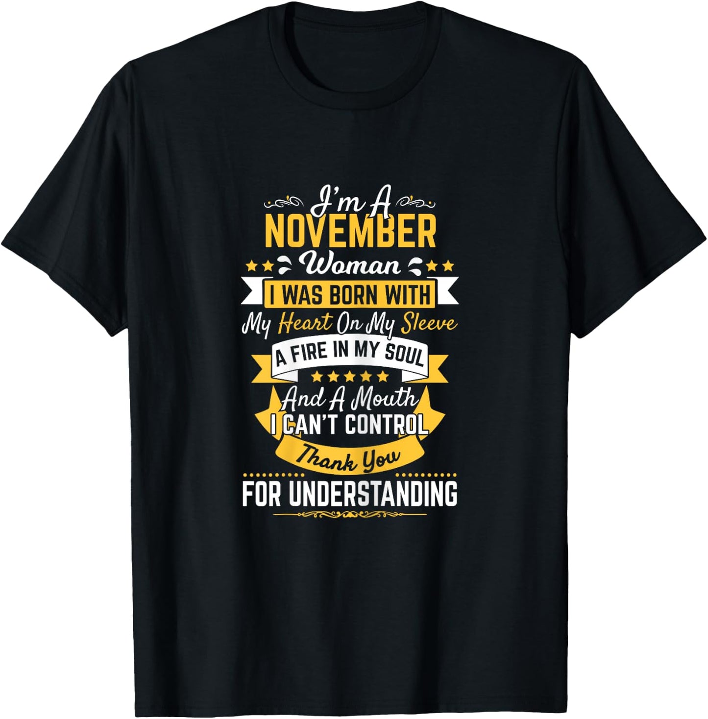 November Birthday Woman Strong Smart Loud Gift T-Shirt - T-Shirt | Black