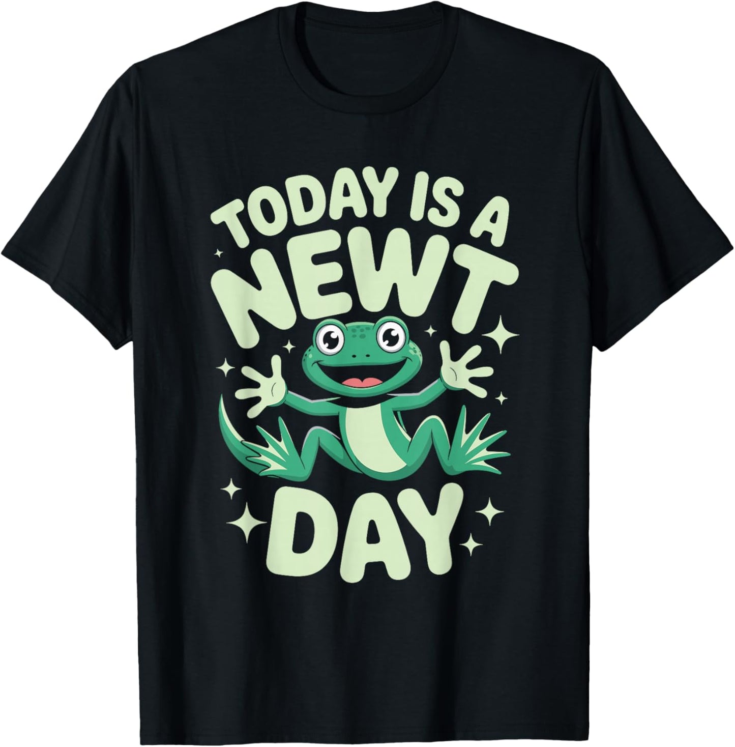 Today is A Newt Day Funny Cute Cartoon Amphibian Herpetology T-Shirt - T-Shirt | Black