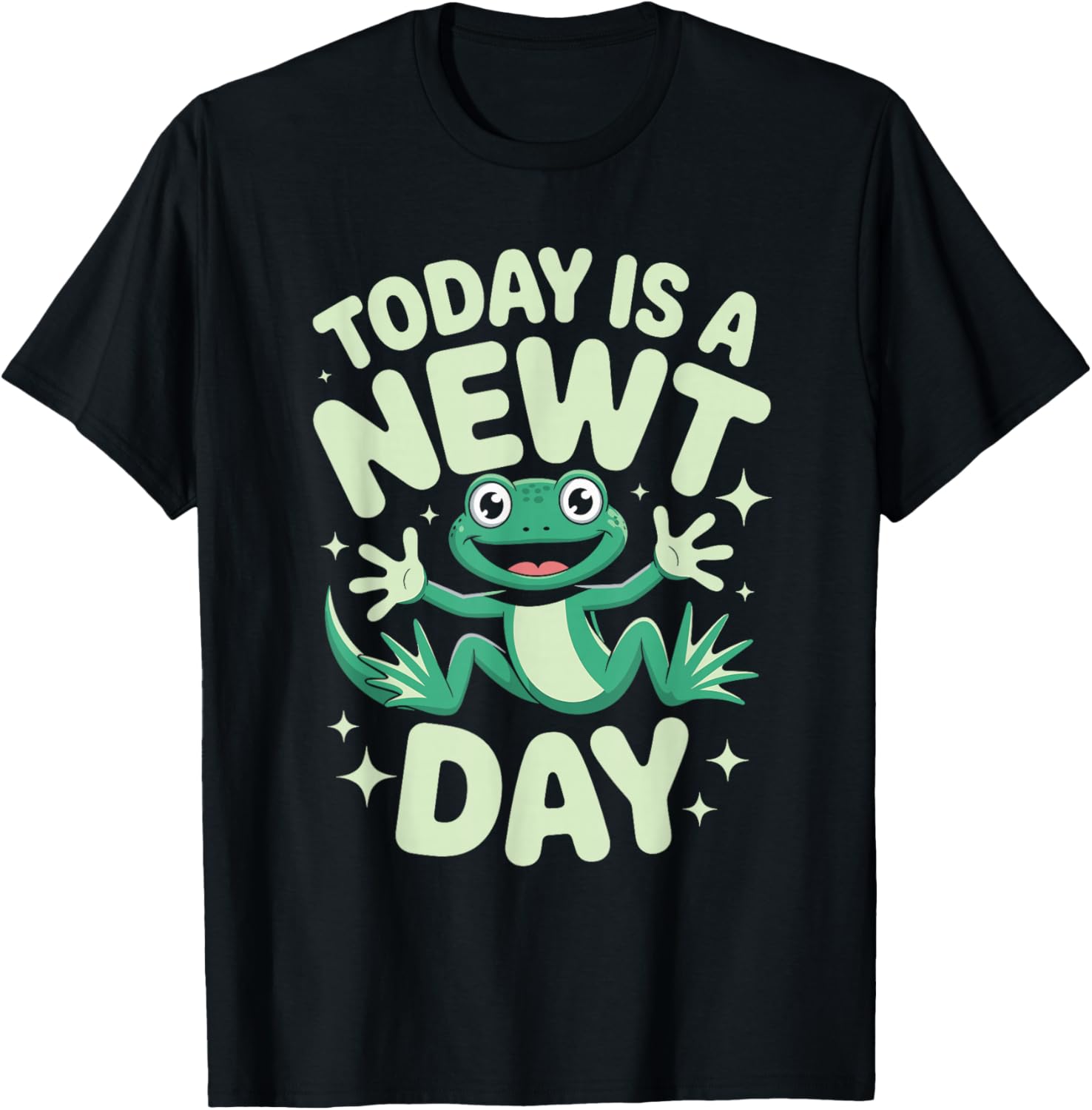 Today is A Newt Day Funny Cute Cartoon Amphibian Herpetology T-Shirt - T-Shirt | Black