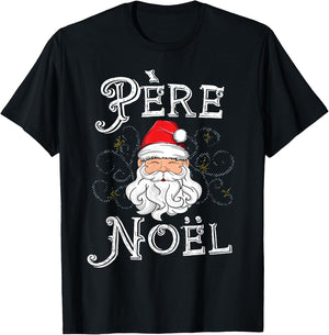 Pere Noel Santa Claus French France Christmas Xmas Retro T-Shirt - T-Shirt | Black