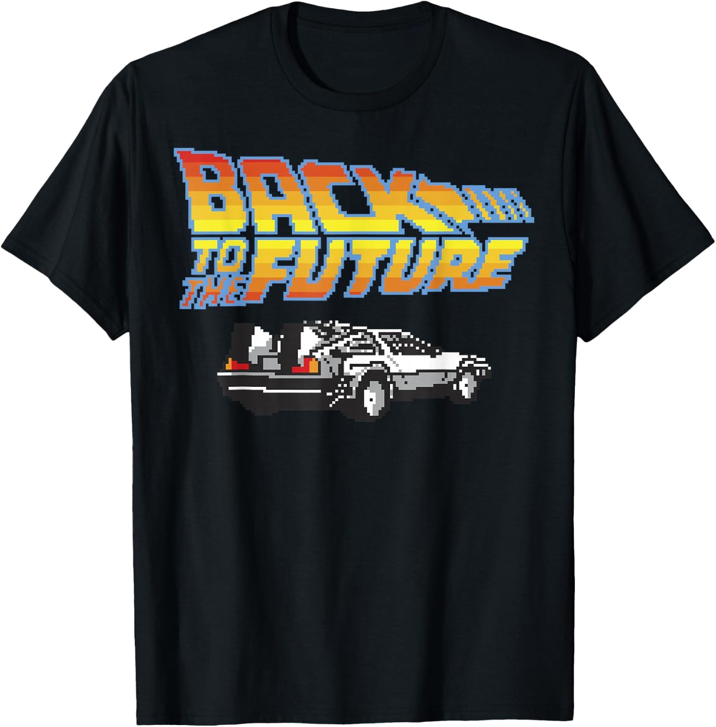 Back to The Future 8-Bit Delorean Logo Graphic T-Shirt - T-Shirt | Black