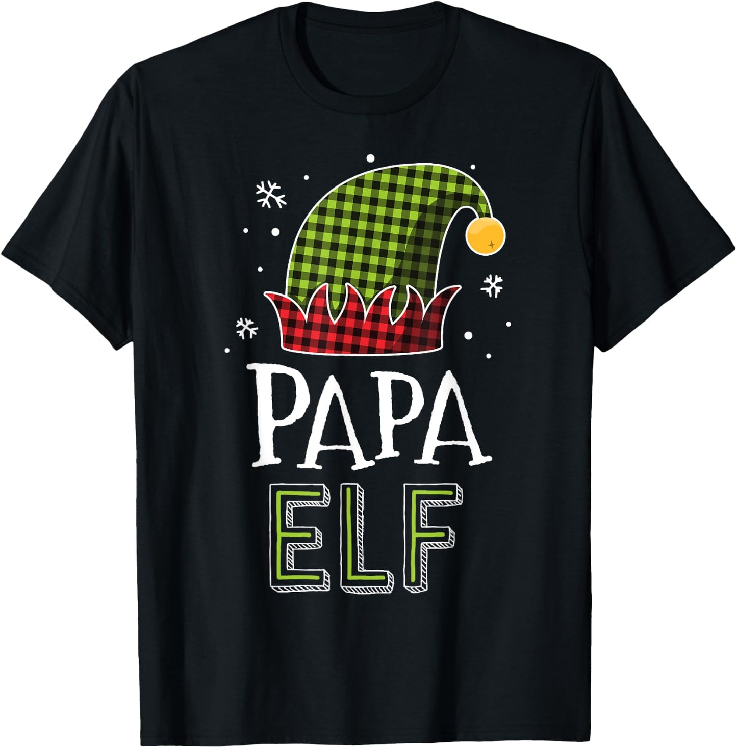 Papa Elf Plaid Christmas Shirt Dad Matching Family Elves T-Shirt - T-Shirt | Black
