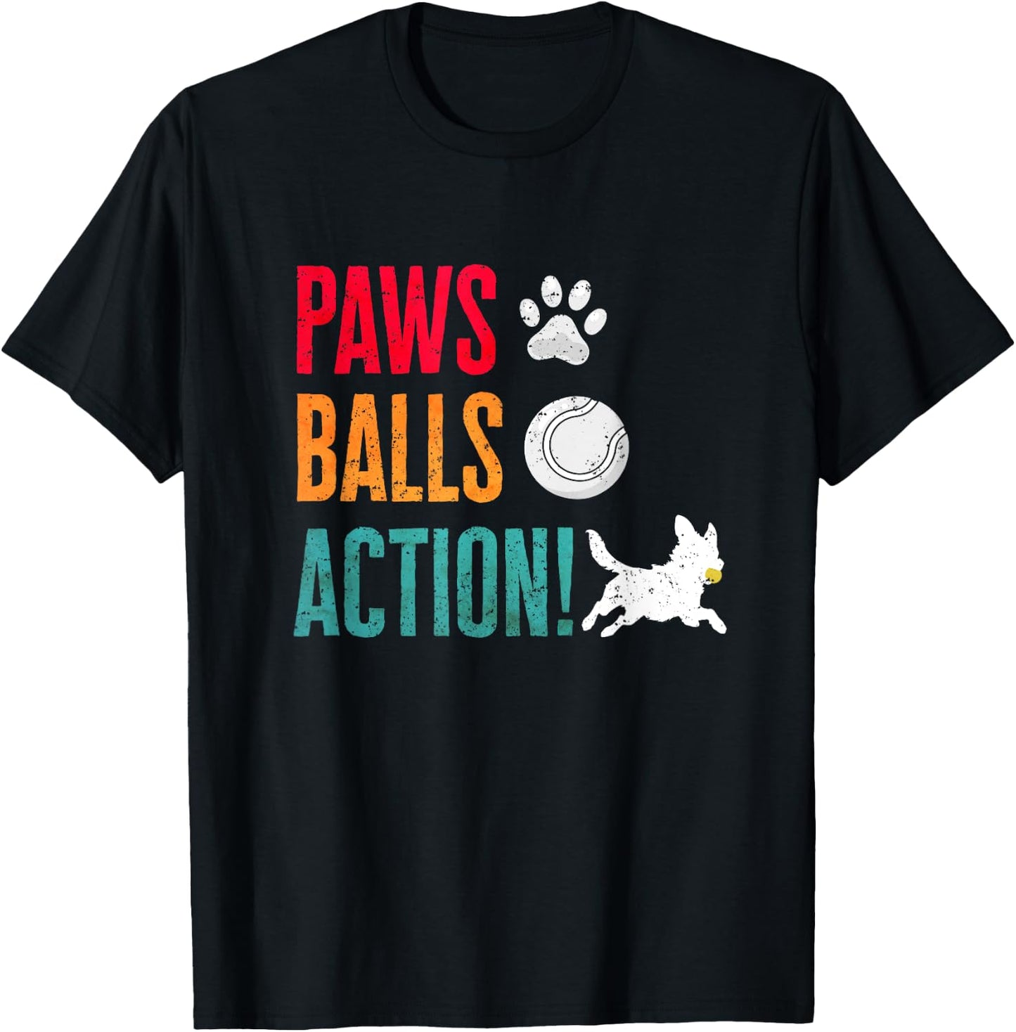 Flyball Dog Sport Flyball Paws Balls Action Flyball T-Shirt - T-Shirt | Black
