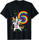 Birthday Rainbow Dabbing Unicorn 6 Years Old Girls Shirt T-Shirt - T-Shirt | Black