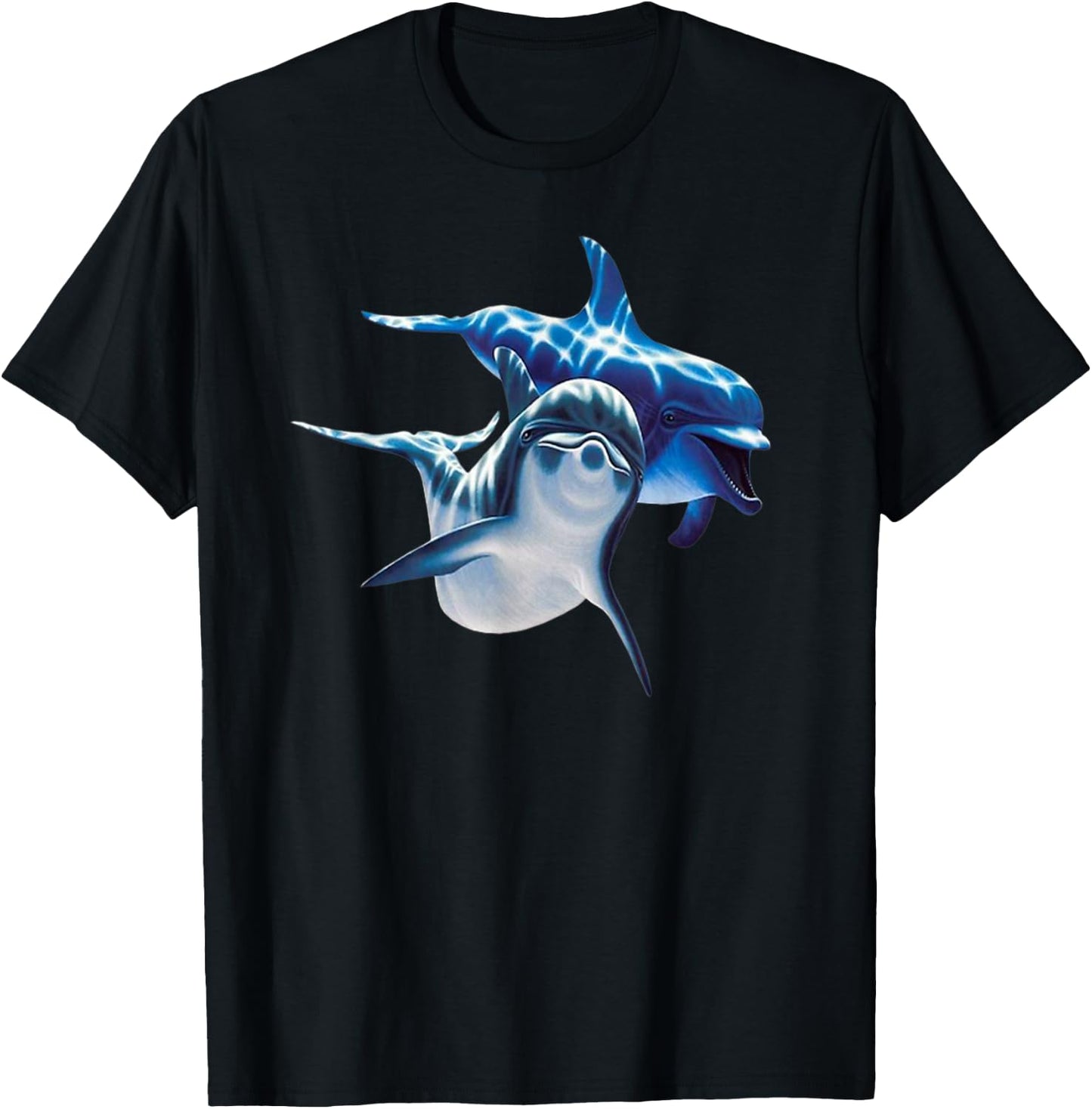 Cute Dolphins Making Splashing Small T-Shirt - T-Shirt | Black