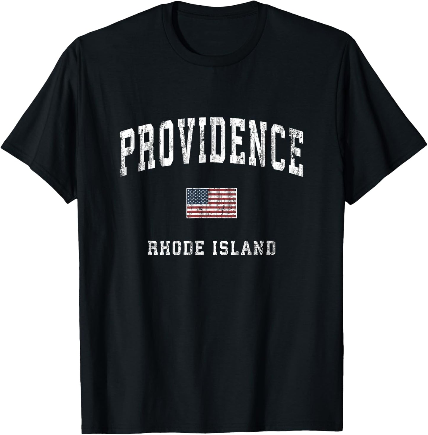 Providence Rhode Island RI Vintage American Flag Sports Women Kids Men T-Shirt - T-Shirt | Black