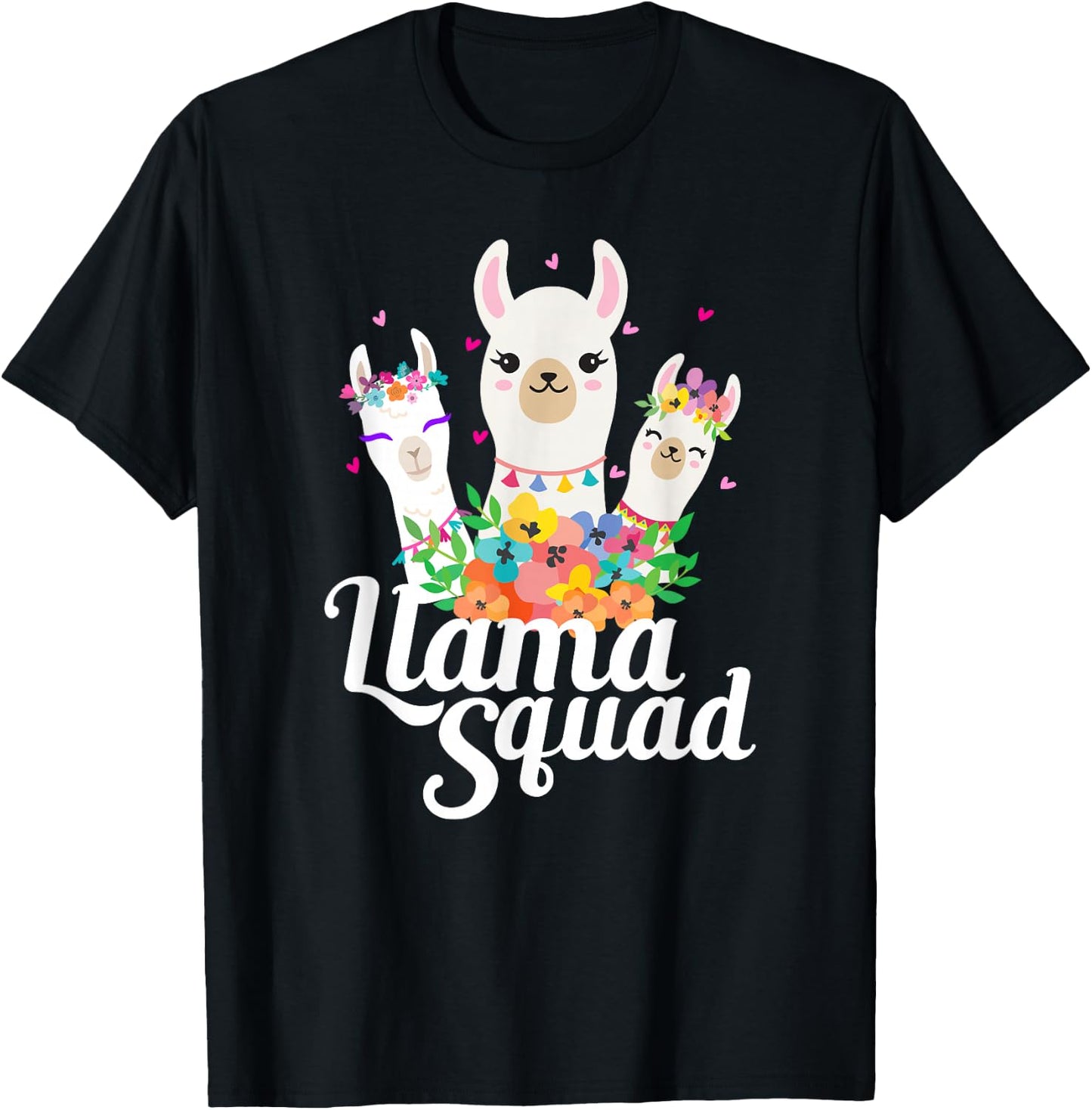Llama Squad Funny Cute Llama Matching T-Shirt - T-Shirt | Black