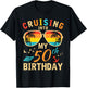Cruising Into My 50th Birthday 50 Year Old Birthday Cruise T-Shirt - T-Shirt | Black
