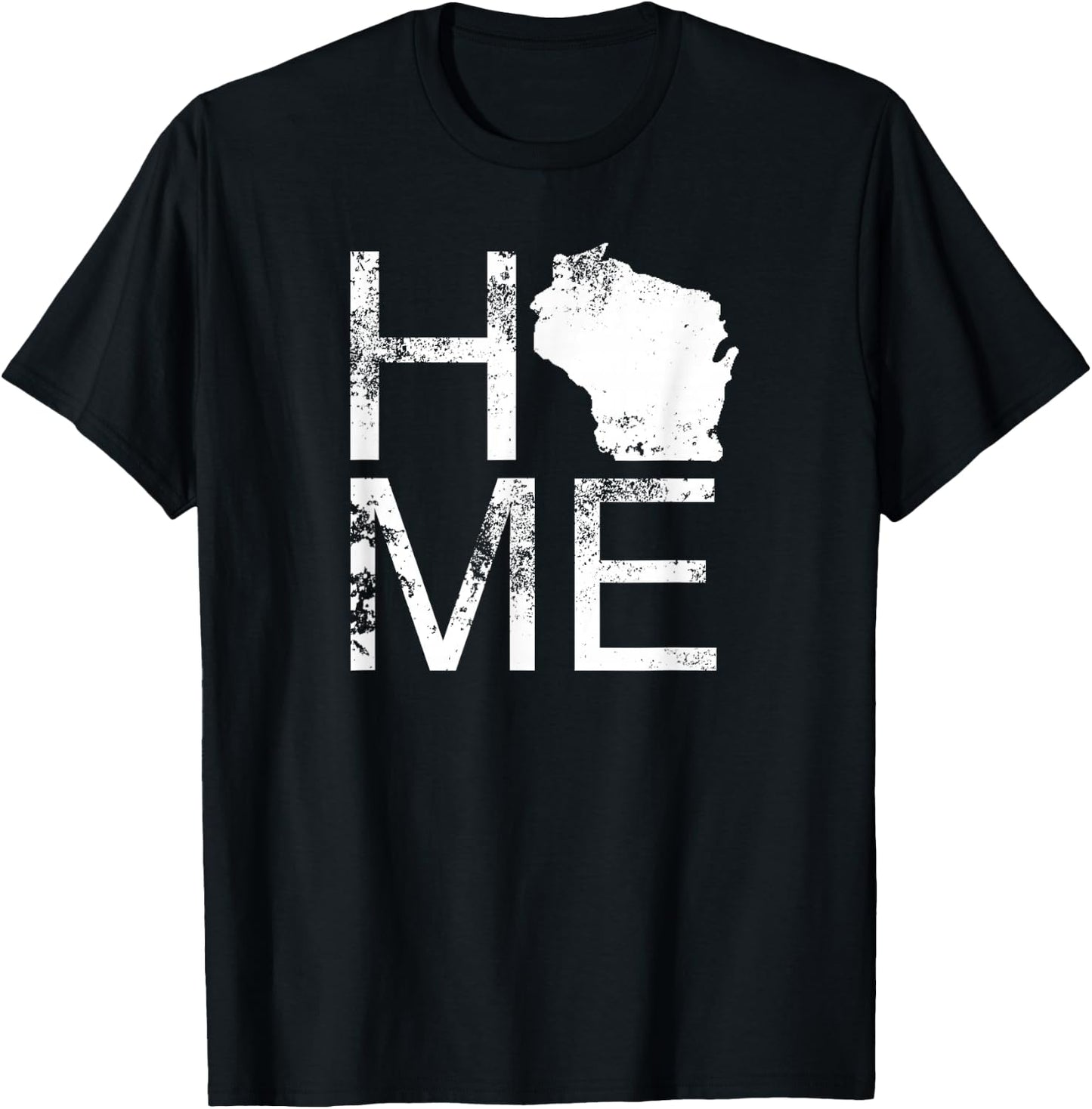 Vintage Wisconsin Home Map in Place of O WI State Wisconsin T-Shirt - T-Shirt | Black