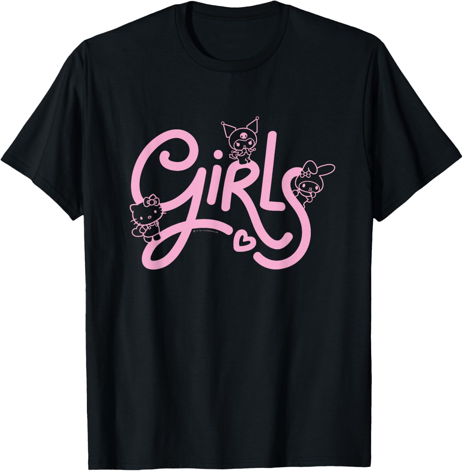 Hello Kitty My Melody Kuromi GIRLS T-Shirt - T-Shirt | Black