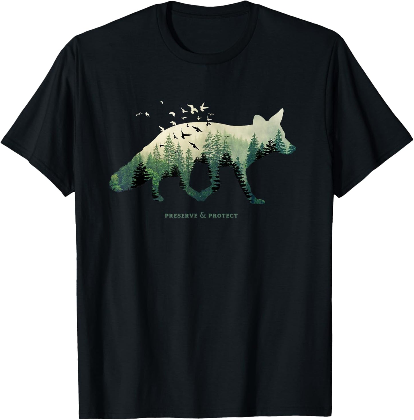 Preserve & Protect Vintage National Park Fox Forest T-Shirt - T-Shirt | Black