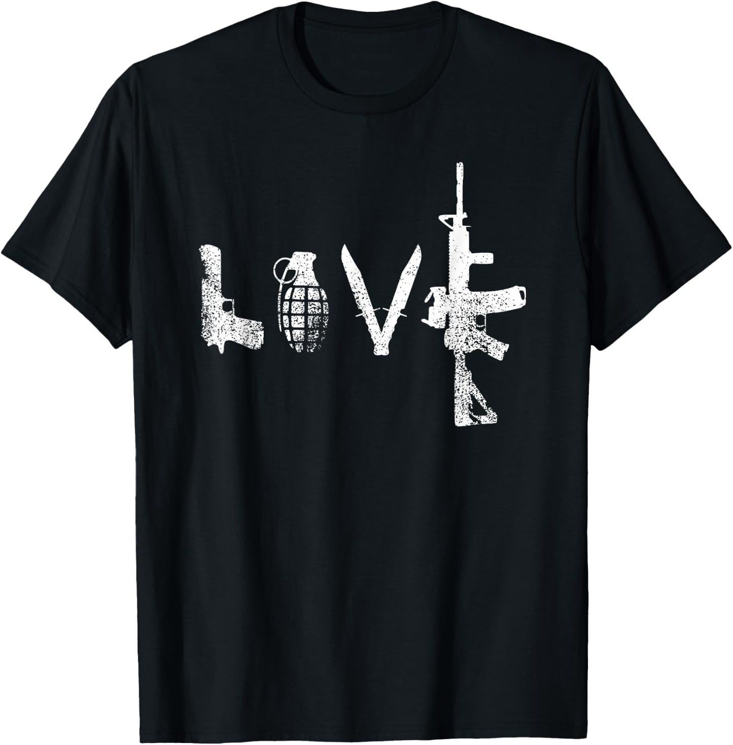 Gun Love Shirt AR15 Handgun Grenade T-Shirt - T-Shirt | Black