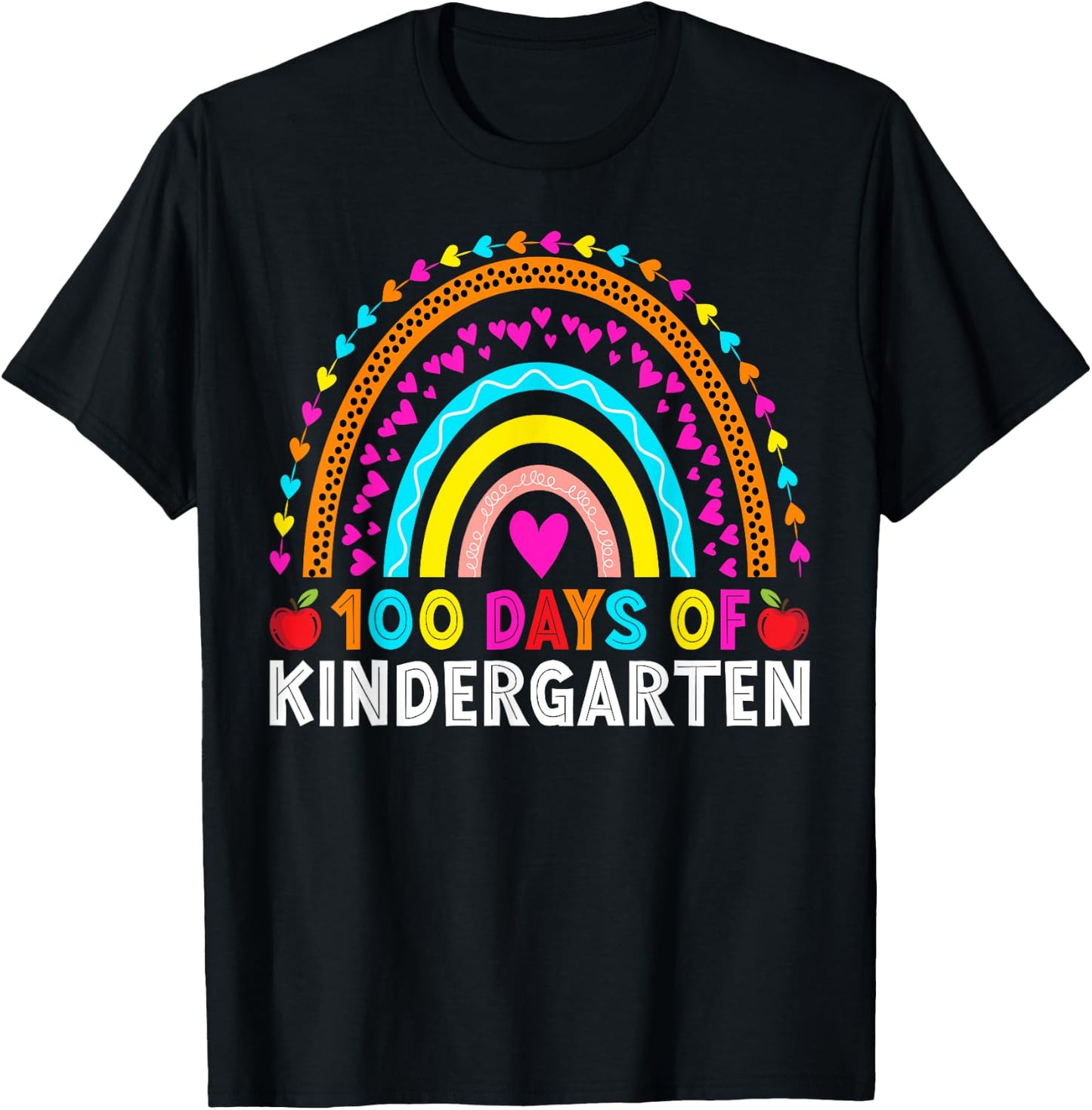 100 Days Of Kindergarten School Rainbow 100 Days Smarter T-Shirt - T-Shirt | Black