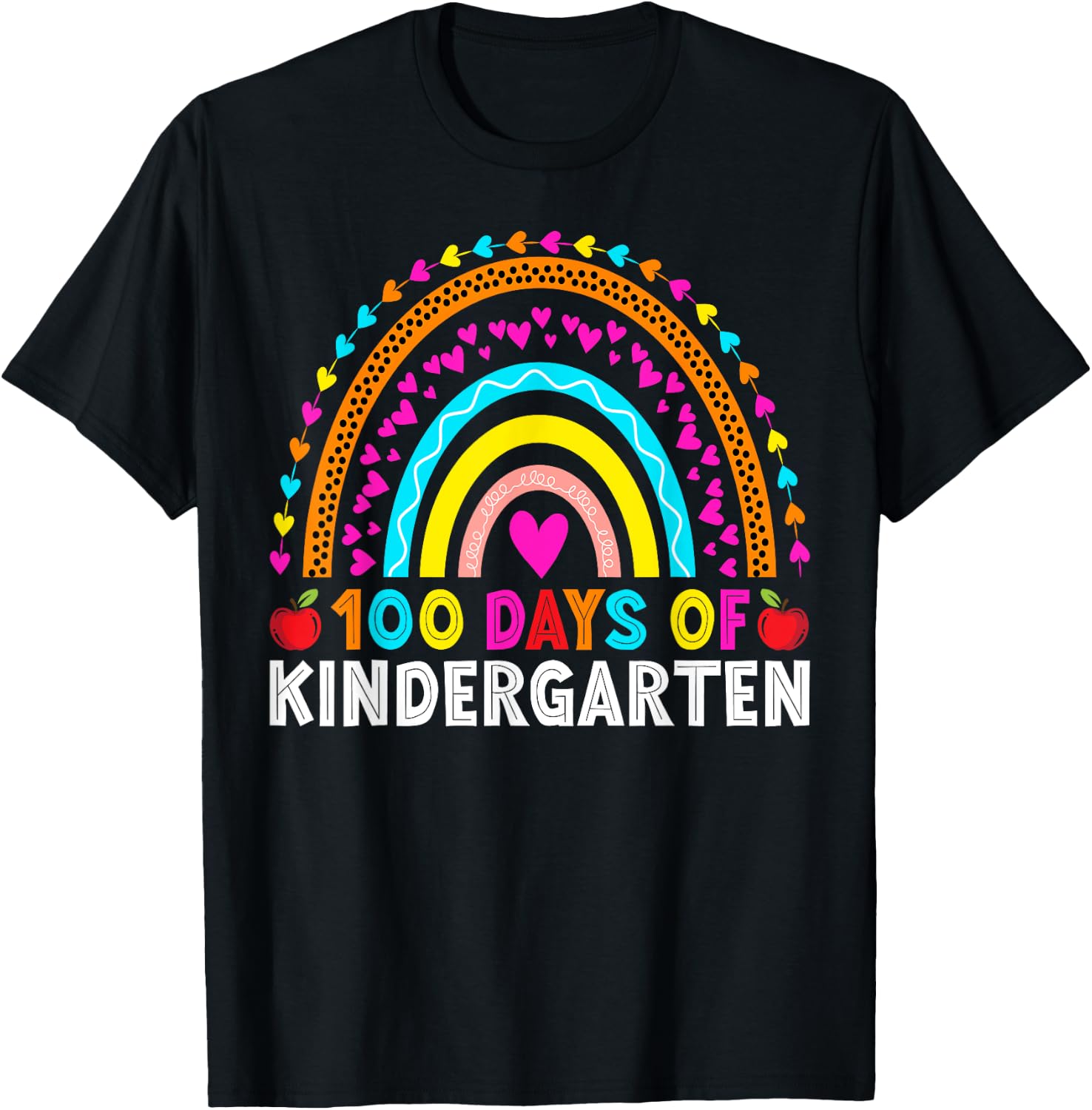100 Days Of Kindergarten School Rainbow 100 Days Smarter T-Shirt - T-Shirt | Black