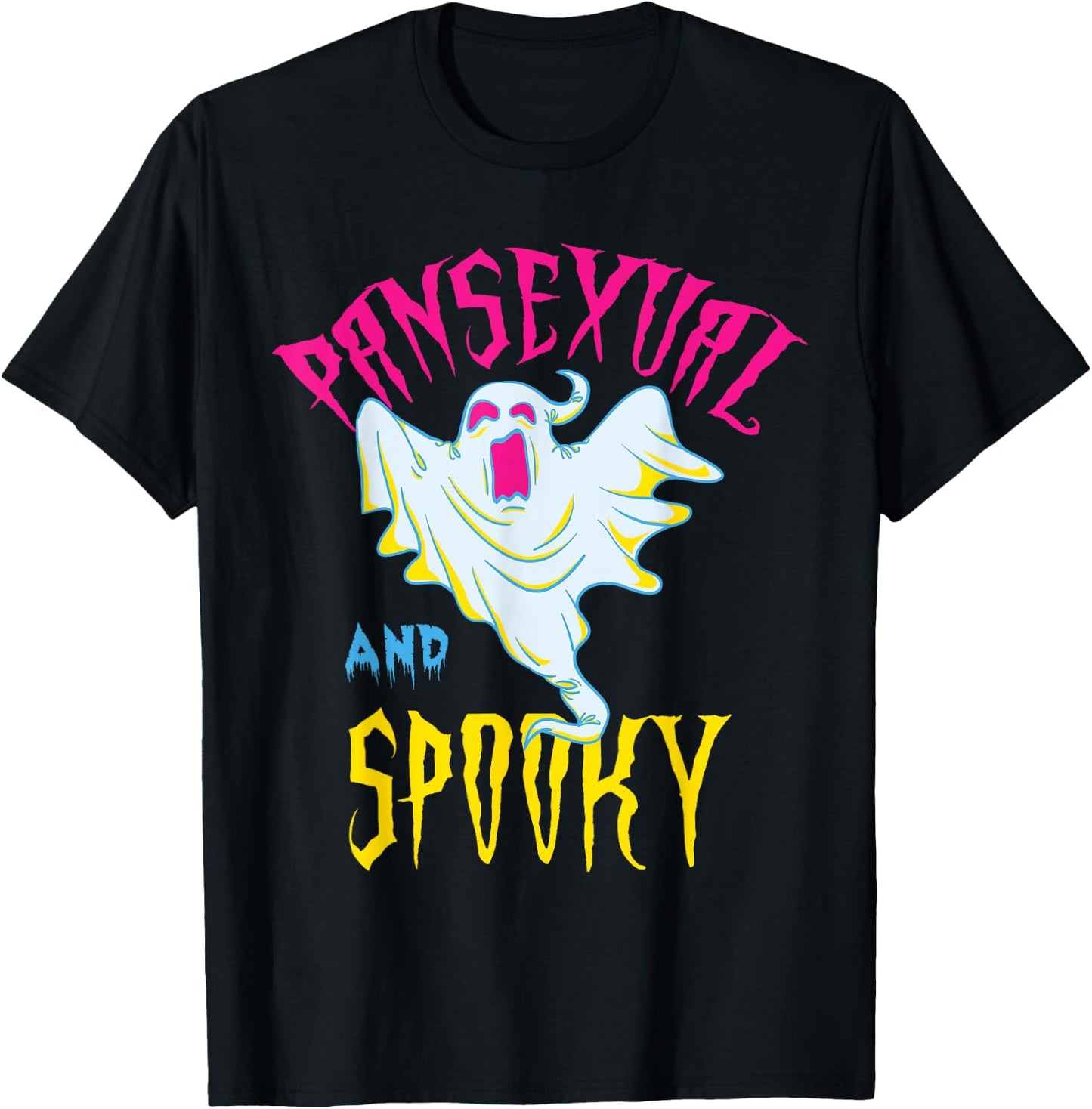 Pansexual and Spooky Pan Pride T-Shirt - T-Shirt | Black
